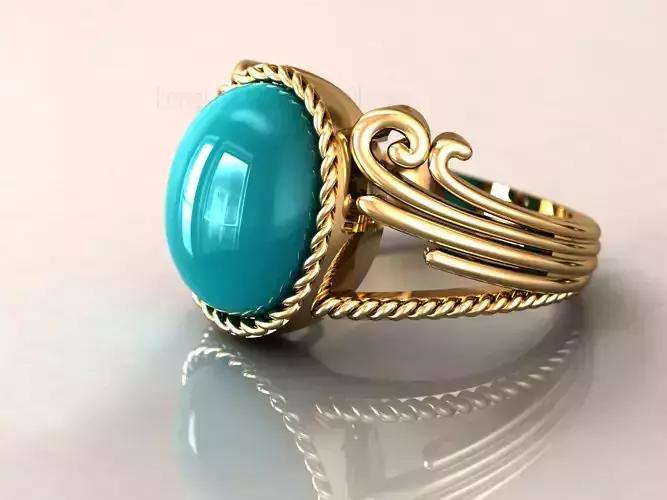 kengkod35 gold ring with turquoise stone