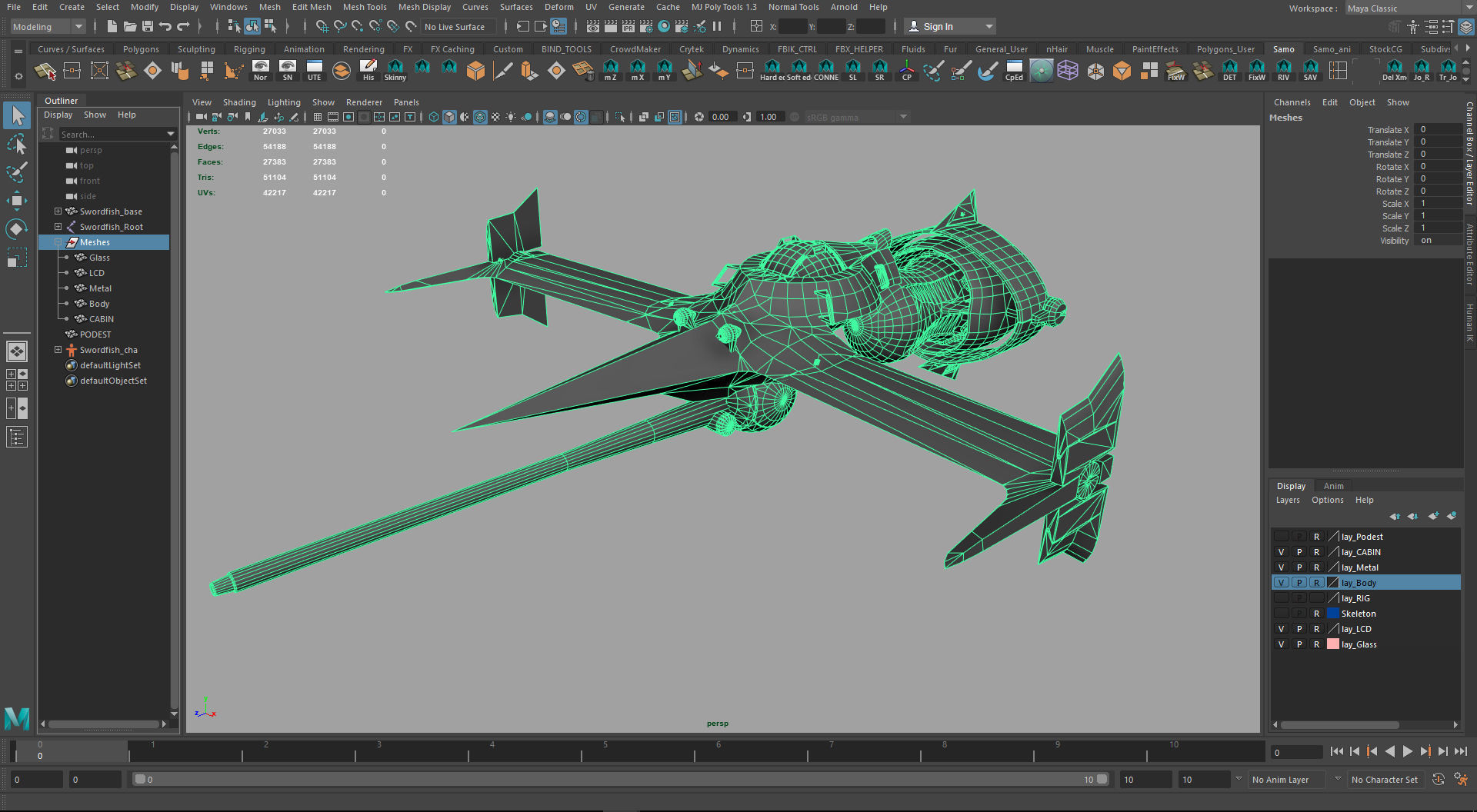 Swordfish monoracer Low-poly 3D model_19