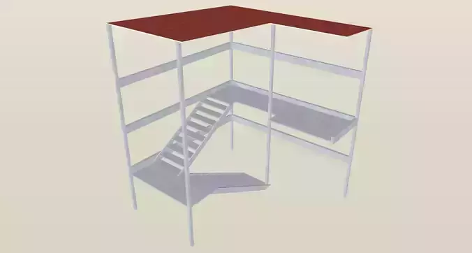 Metal External Covered Stair Case 3D model