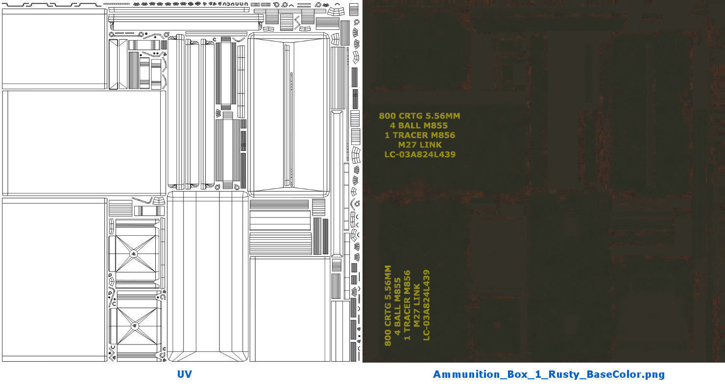 Ammunition Box 1 Rusty Low-poly 3D model_6