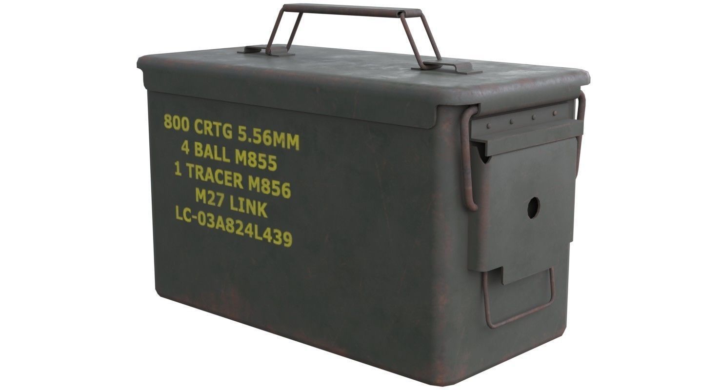 Ammunition Box 1 Rusty Low-poly 3D model_1
