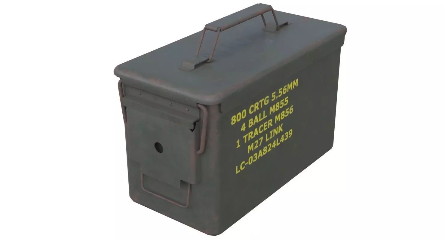 Ammunition Box 1 Rusty Low-poly 3D model_0