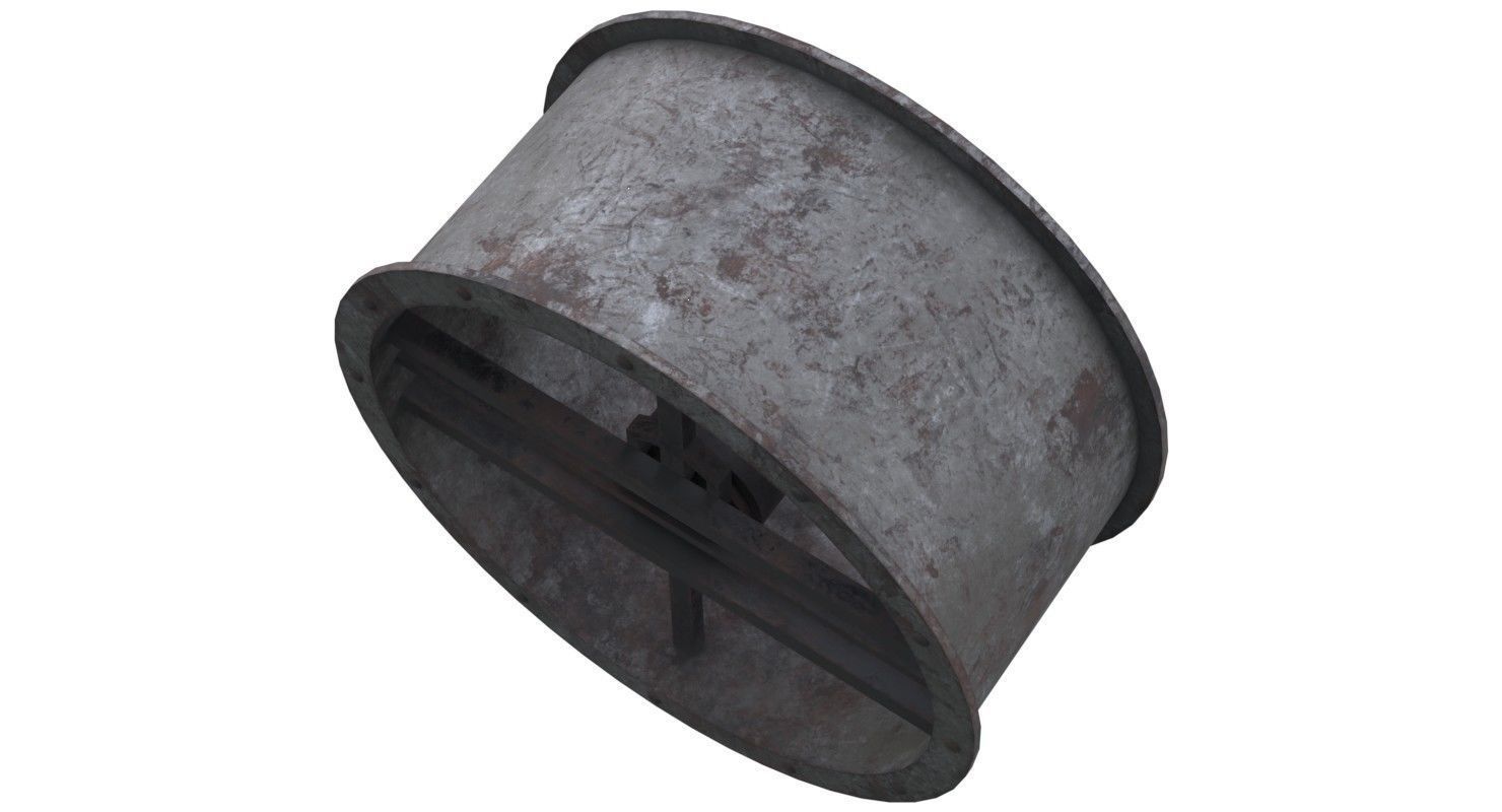 Axial Flow Fan 1 Old Low-poly 3D model_2