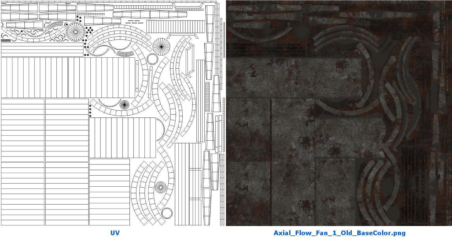 Axial Flow Fan 1 Old Low-poly 3D model_6