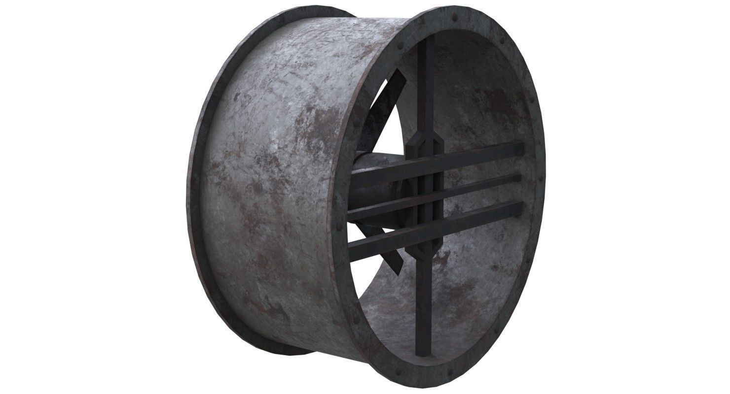Axial Flow Fan 1 Old Low-poly 3D model_3