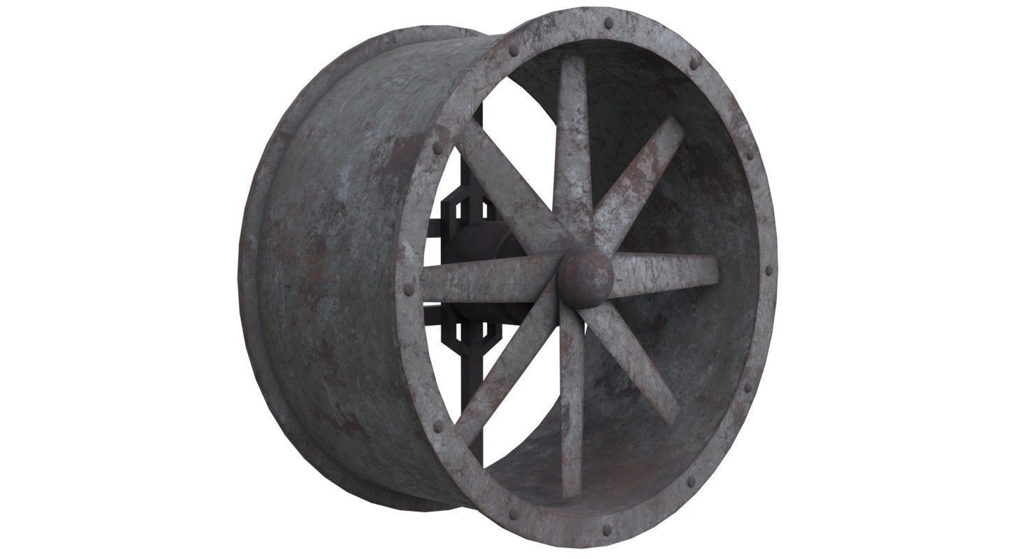 Axial Flow Fan 1 Old Low-poly 3D model_1