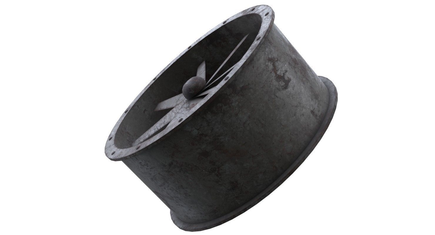 Axial Flow Fan 1 Old Low-poly 3D model_4