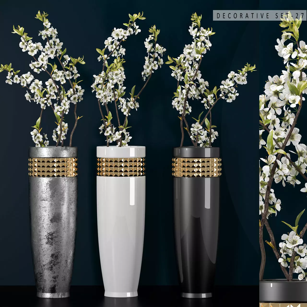 Decorative vase set 27 3D model_0