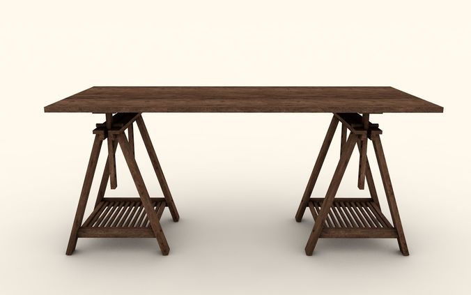 Low Poly UV Mapped Desk Low-poly 3D model