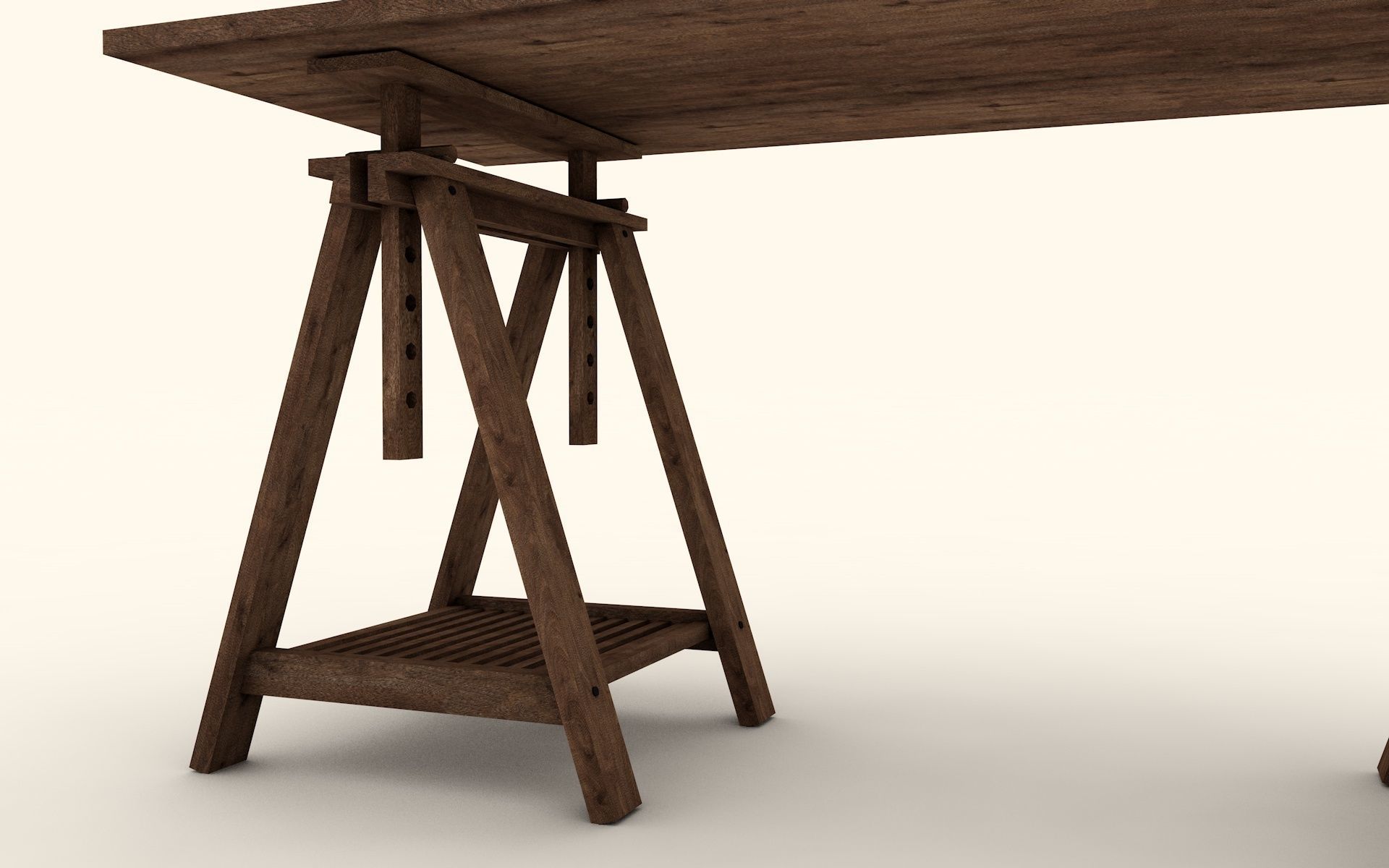 Low Poly UV Mapped Desk Low-poly 3D model_1