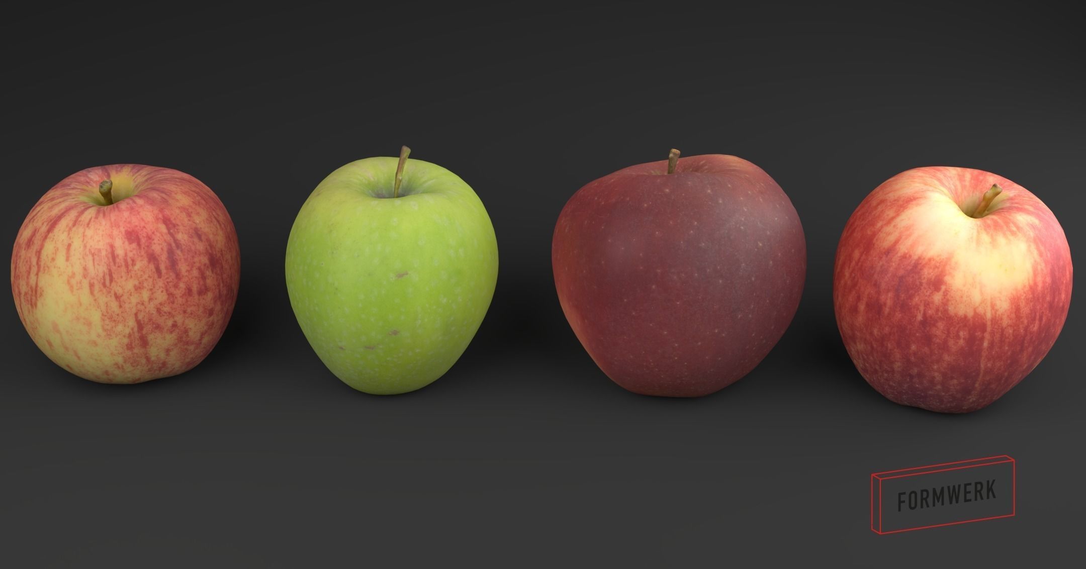 3D Scanned apple collection 01 Low-poly 3D model_0