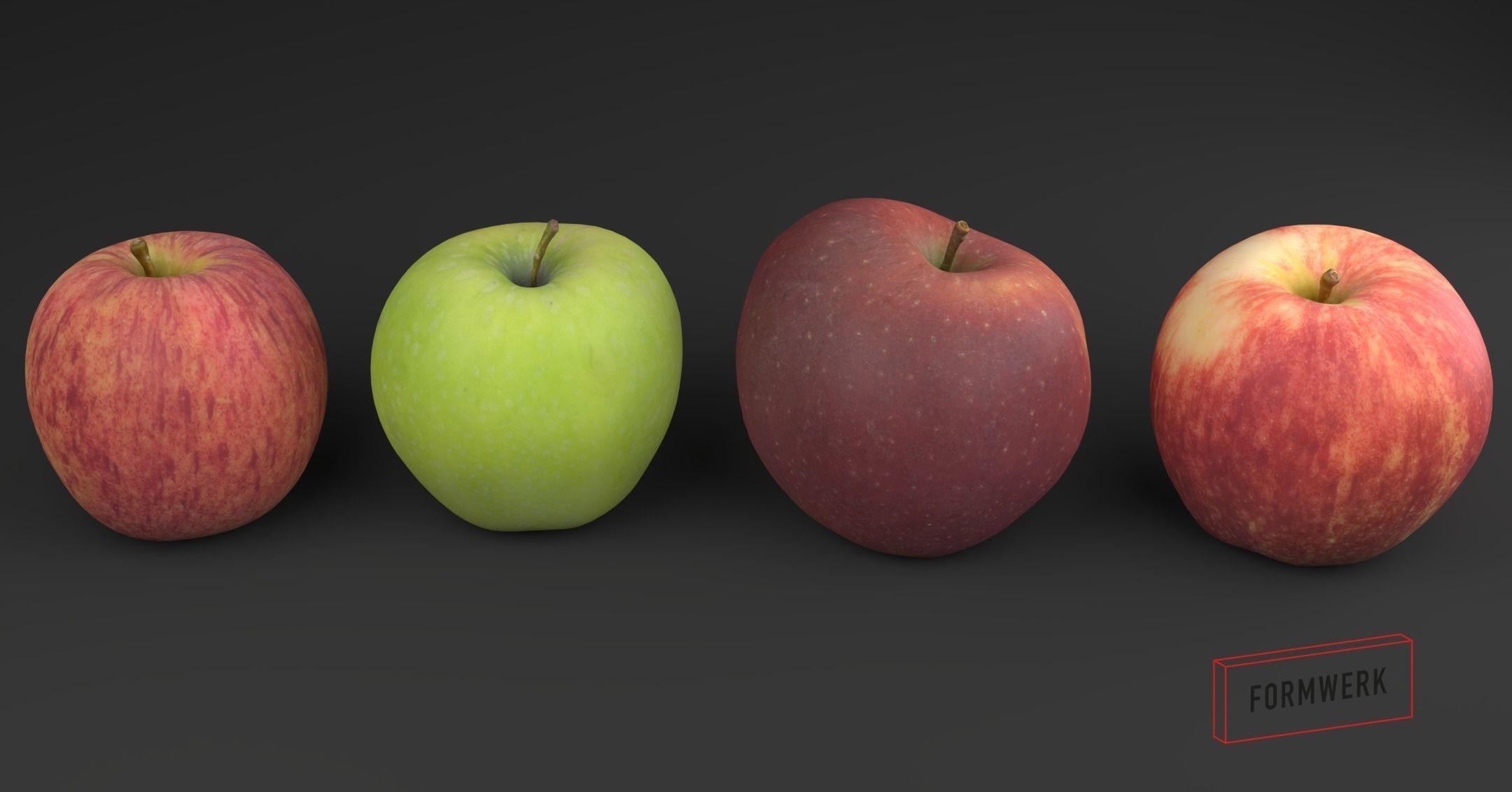 3D Scanned apple collection 01 Low-poly 3D model_2