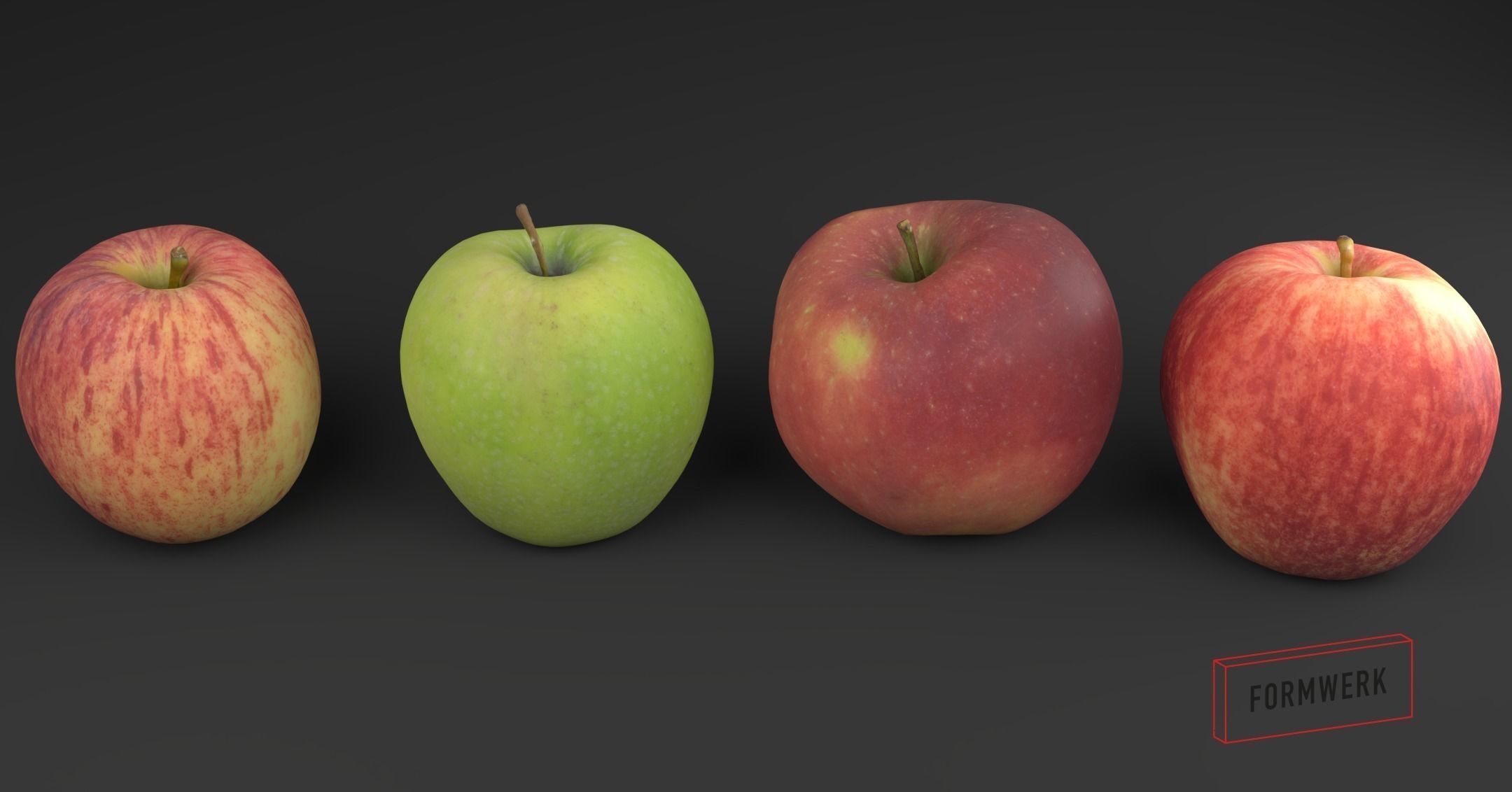 3D Scanned apple collection 01 Low-poly 3D model_4
