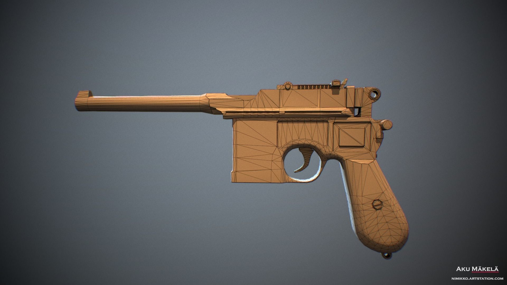 Pistol - Mauser C96 Low-poly 3D model_11