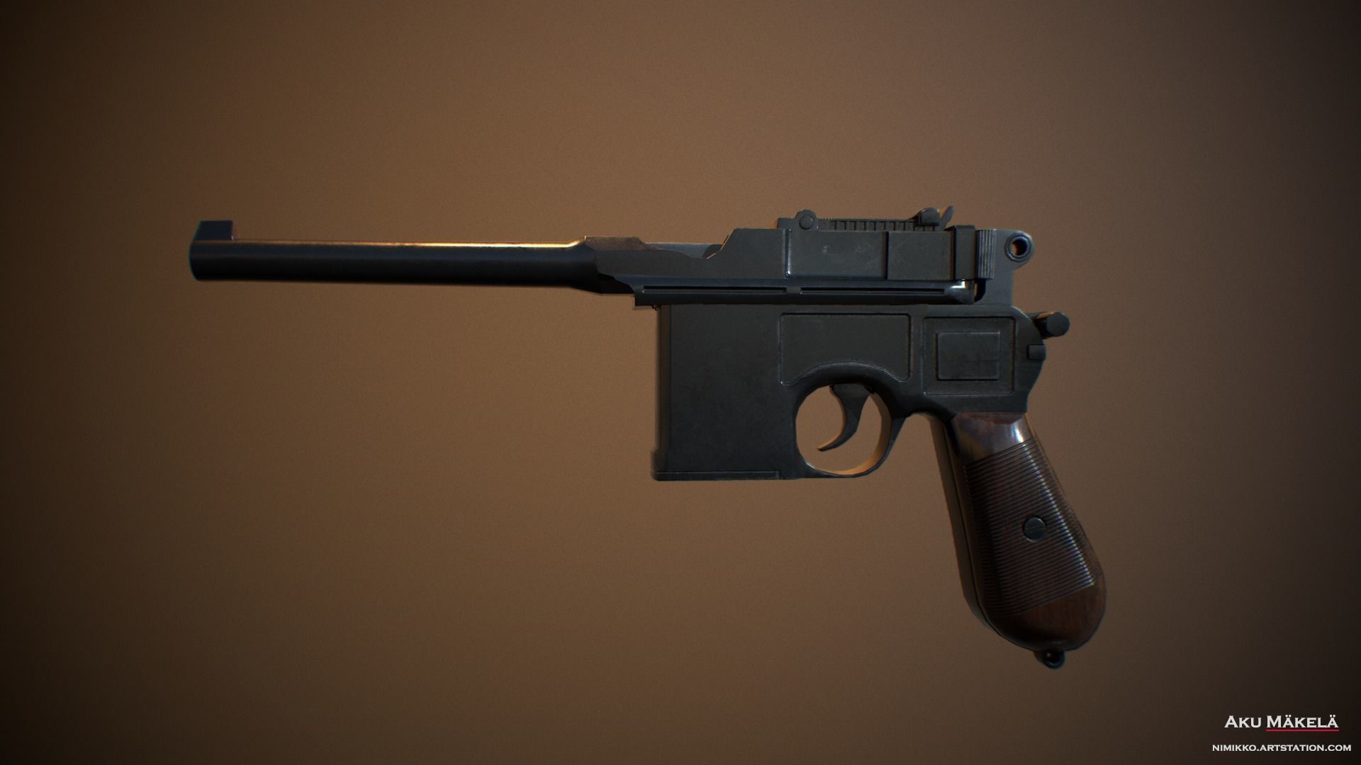 Pistol - Mauser C96 Low-poly 3D model_10
