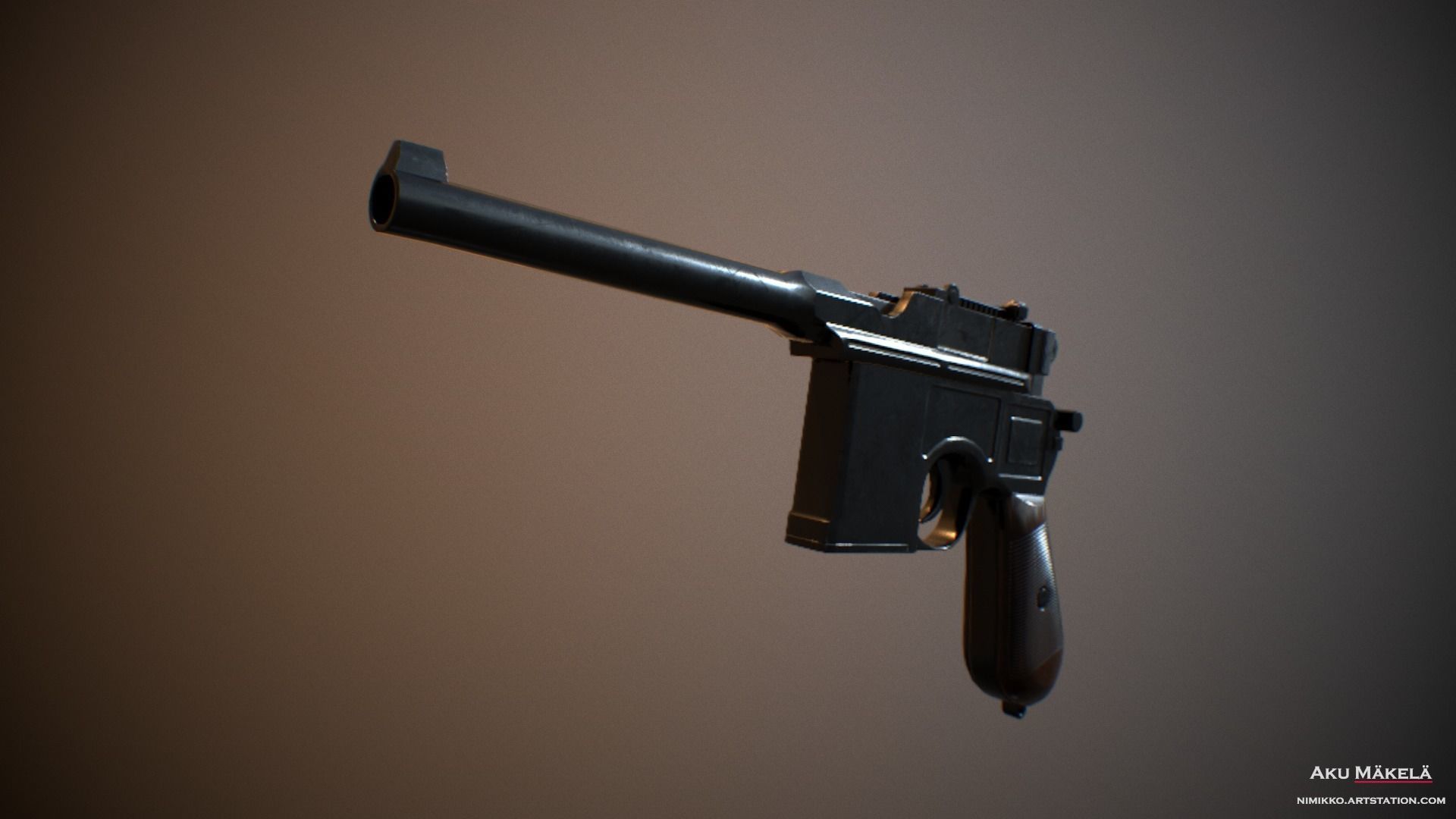 Pistol - Mauser C96 Low-poly 3D model_9