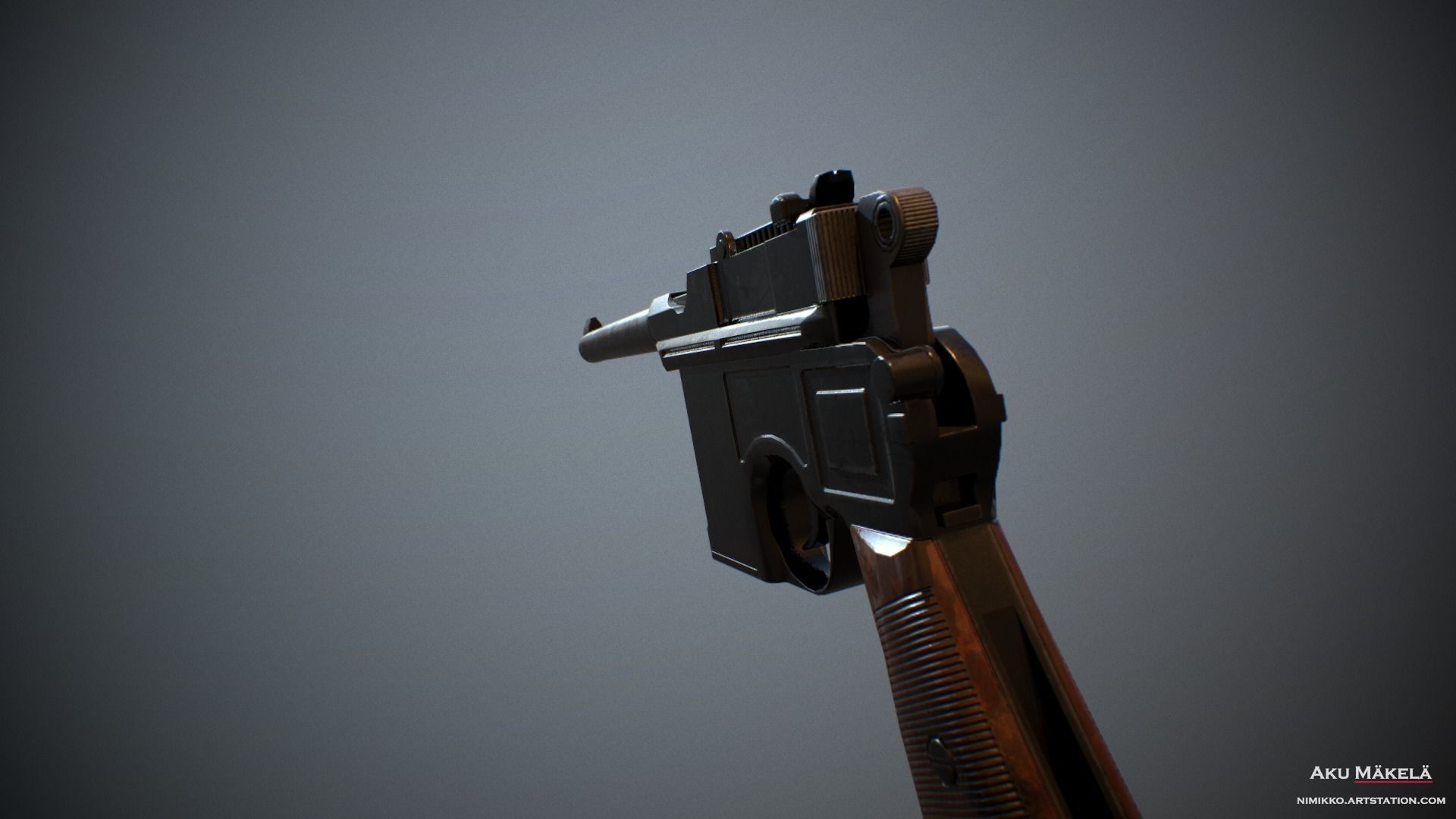 Pistol - Mauser C96 Low-poly 3D model_8