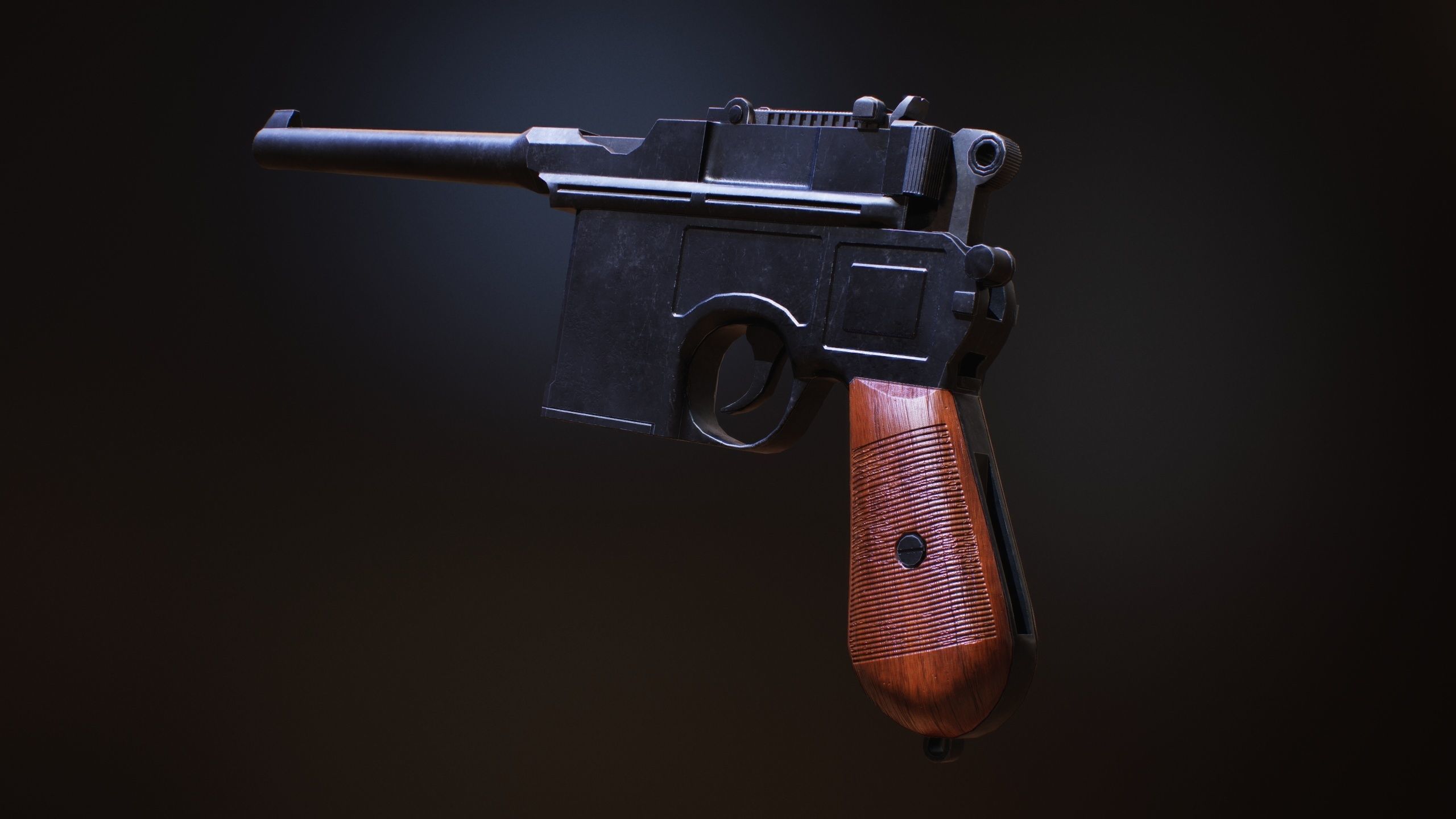 Pistol - Mauser C96 Low-poly 3D model_2