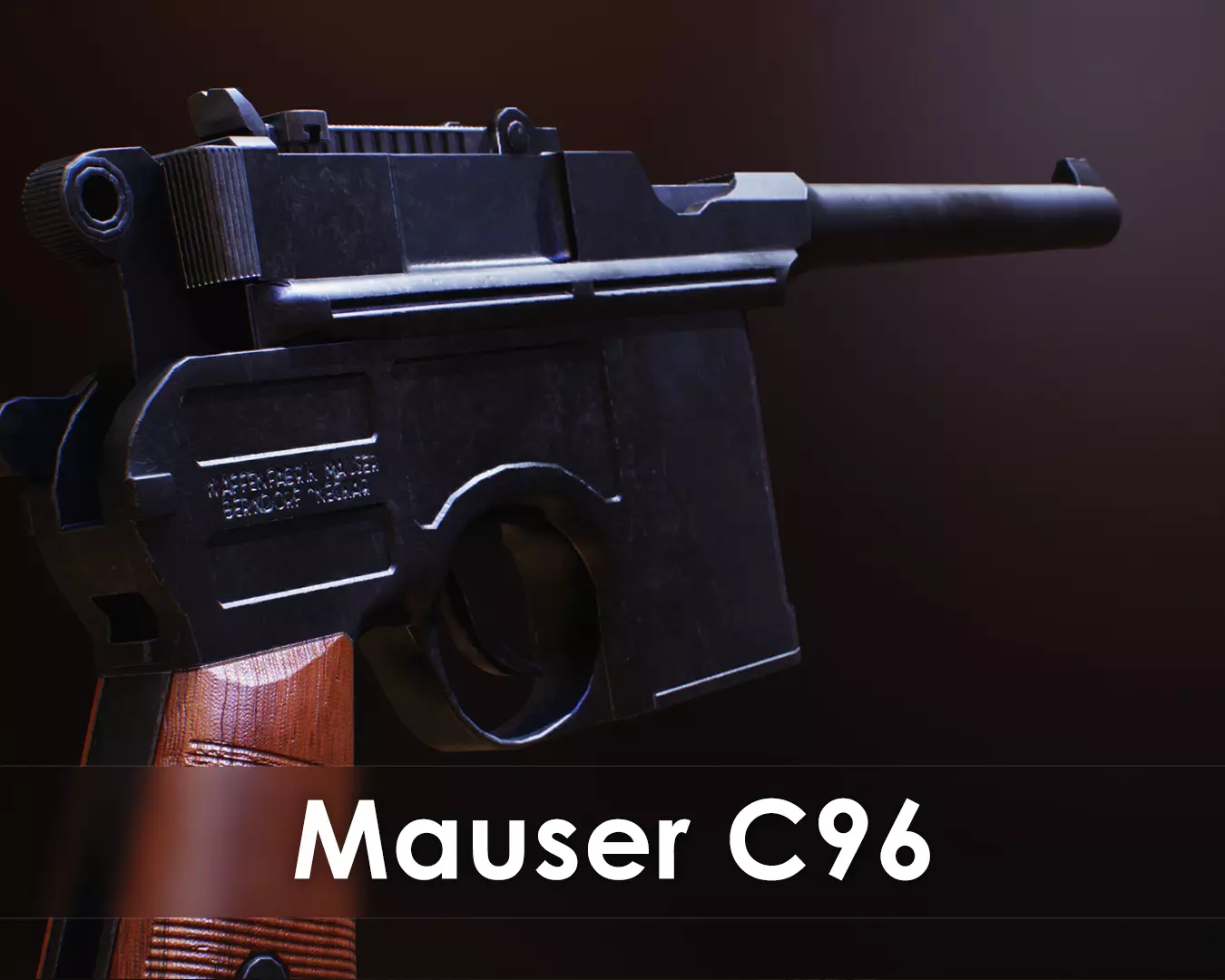 Pistol - Mauser C96 Low-poly 3D model_0