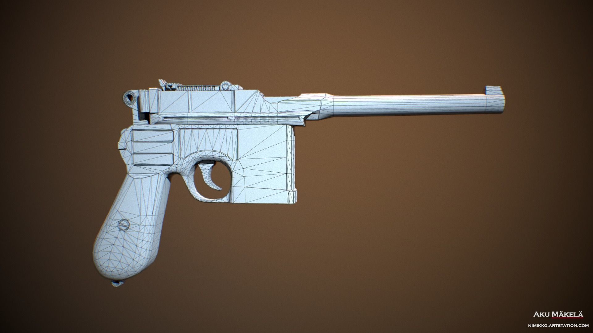 Pistol - Mauser C96 Low-poly 3D model_12