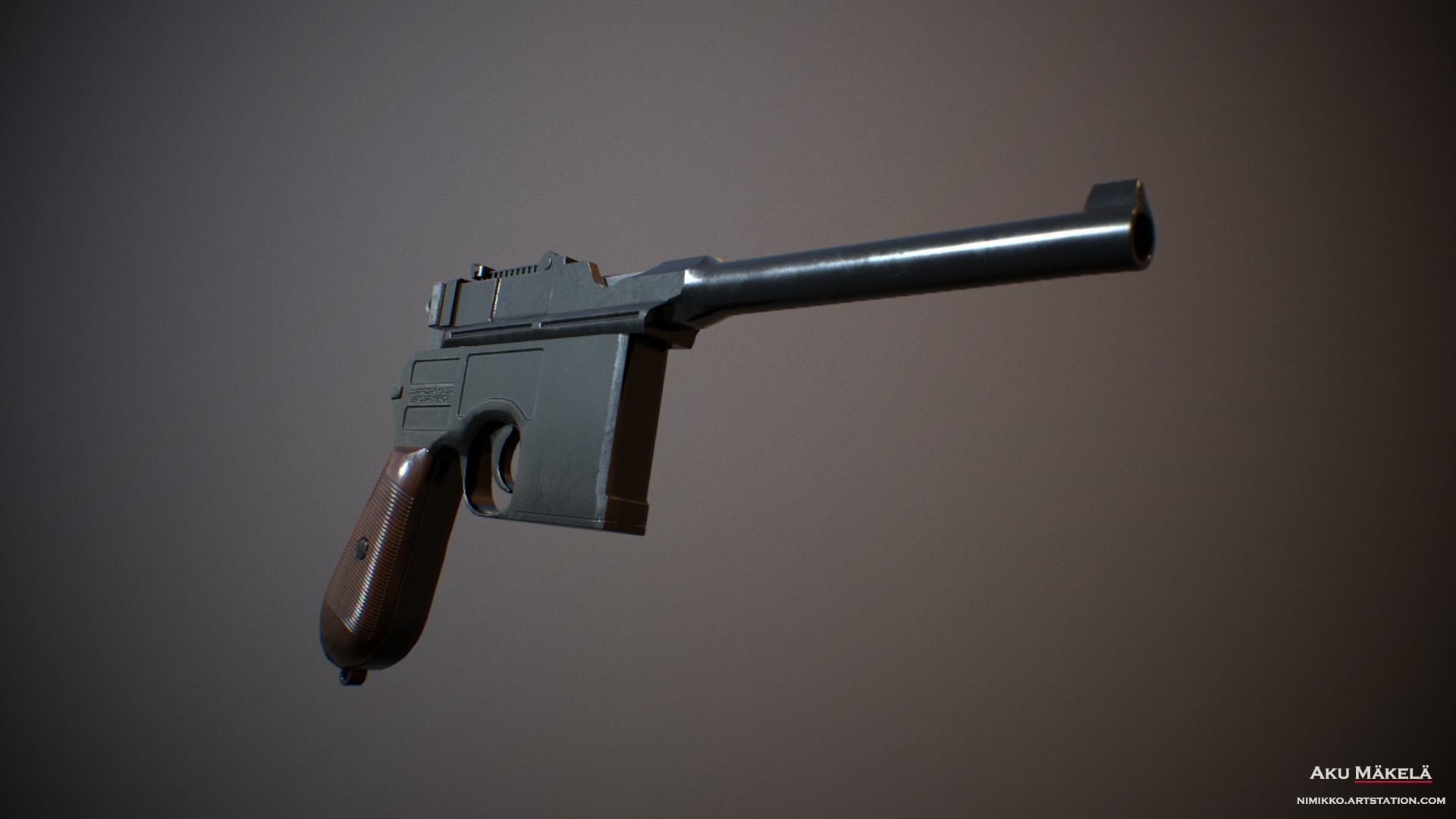 Pistol - Mauser C96 Low-poly 3D model_7
