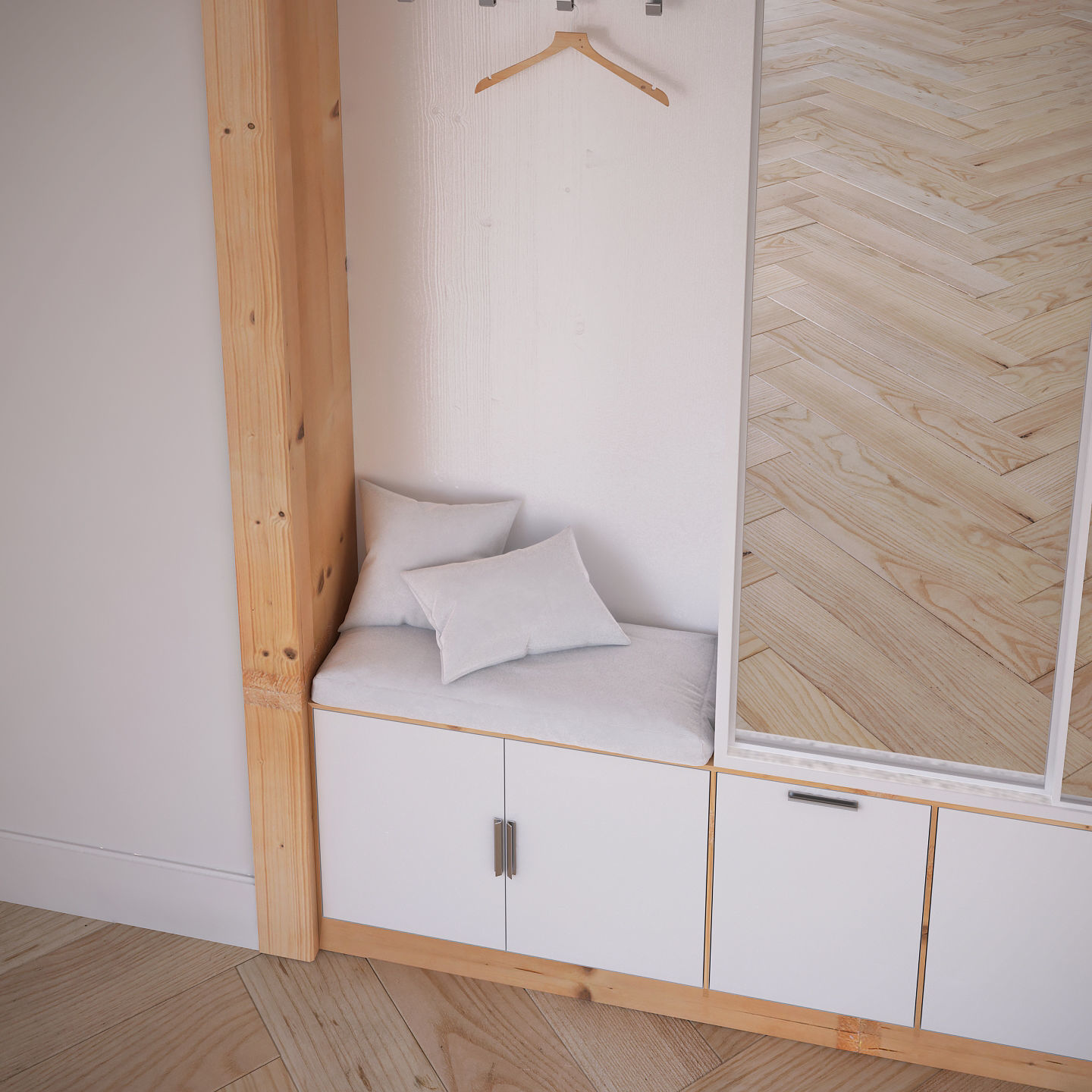 Wardrobe closet with cabinets and bed 3D model_2