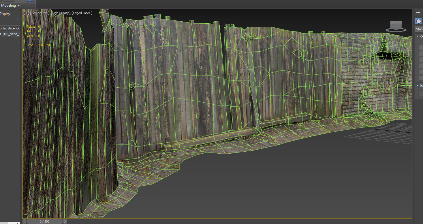 Scanned photorealistic brick and wood crumbling wall Low-poly 3D model_11