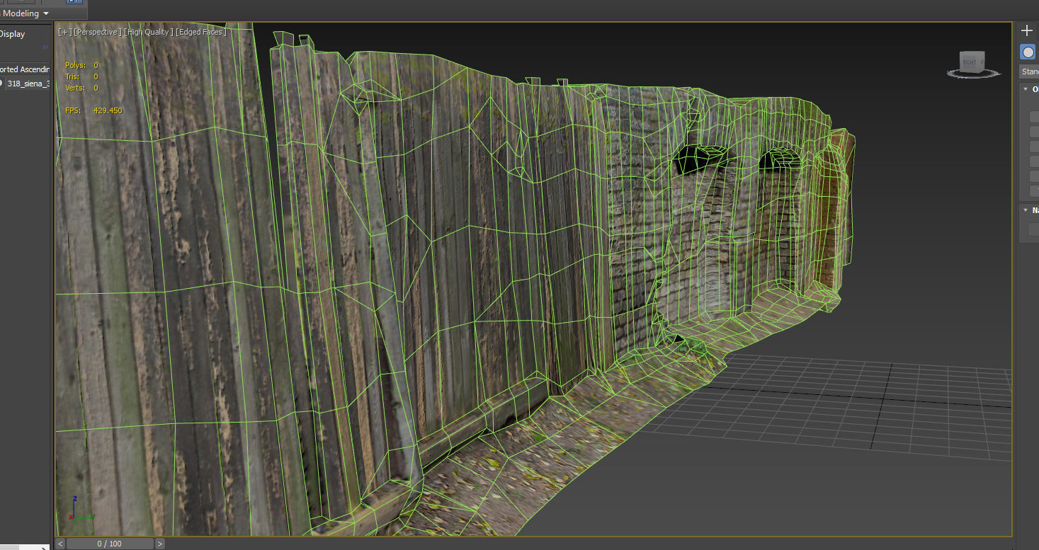 Scanned photorealistic brick and wood crumbling wall Low-poly 3D model_12