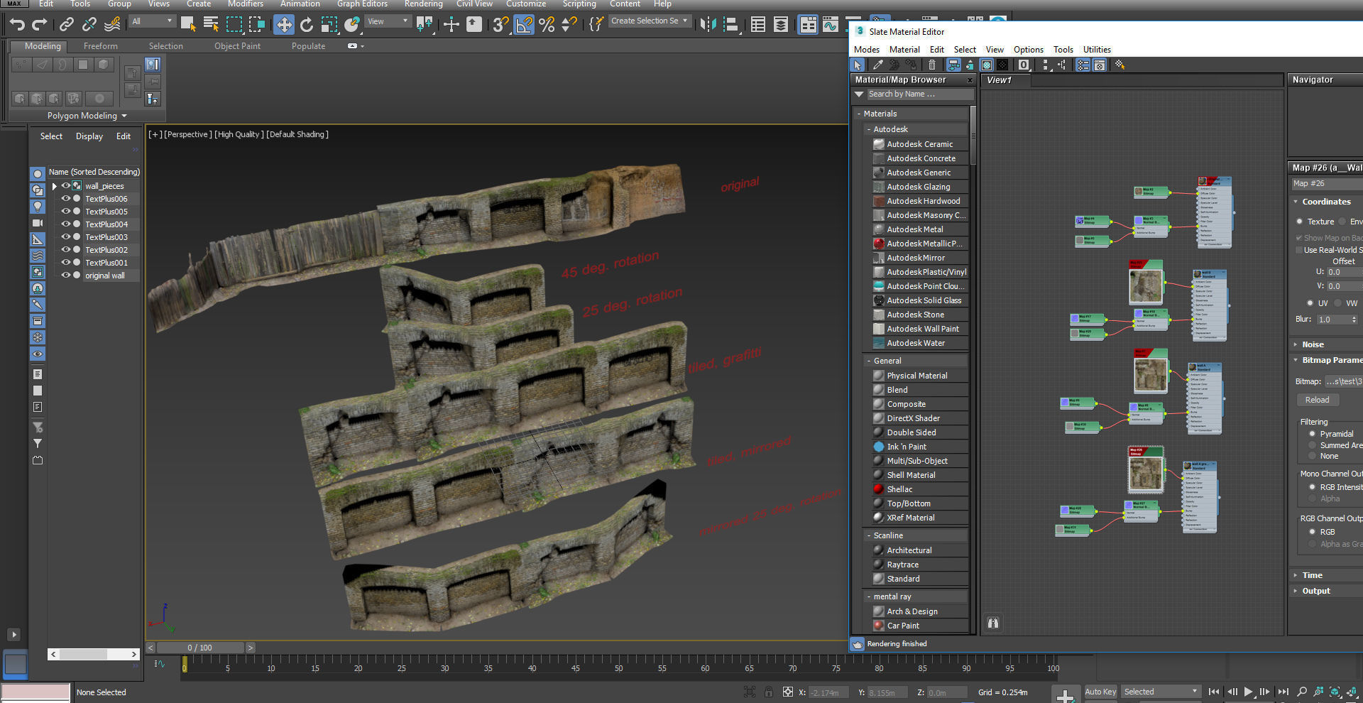 Scanned photorealistic brick and wood crumbling wall Low-poly 3D model_27