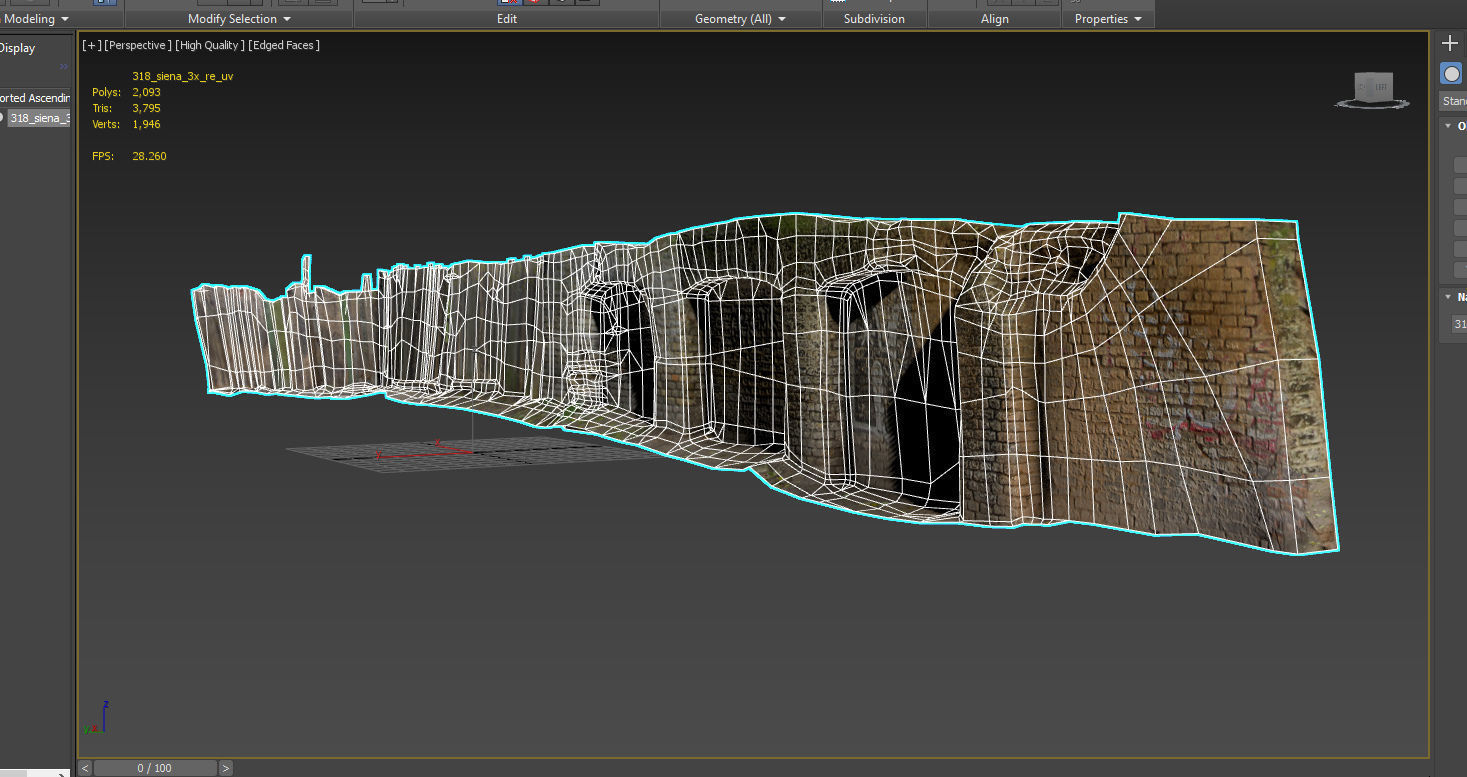 Scanned photorealistic brick and wood crumbling wall Low-poly 3D model_14