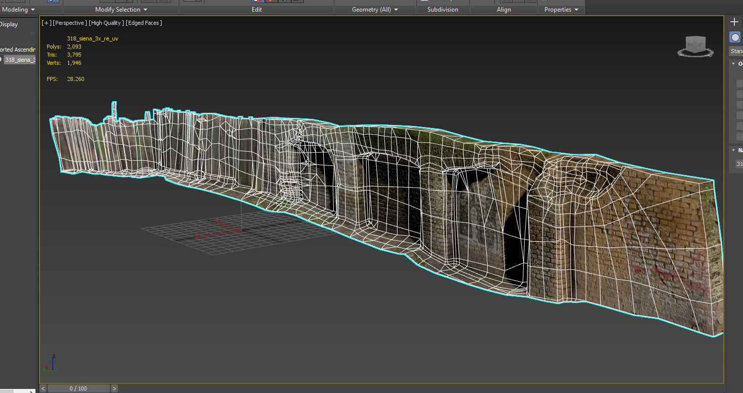 Scanned photorealistic brick and wood crumbling wall Low-poly 3D model_15