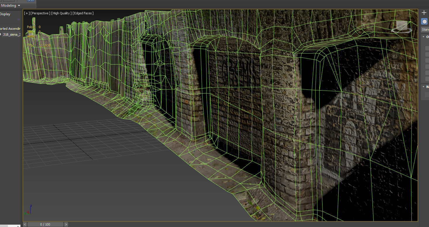 Scanned photorealistic brick and wood crumbling wall Low-poly 3D model_13
