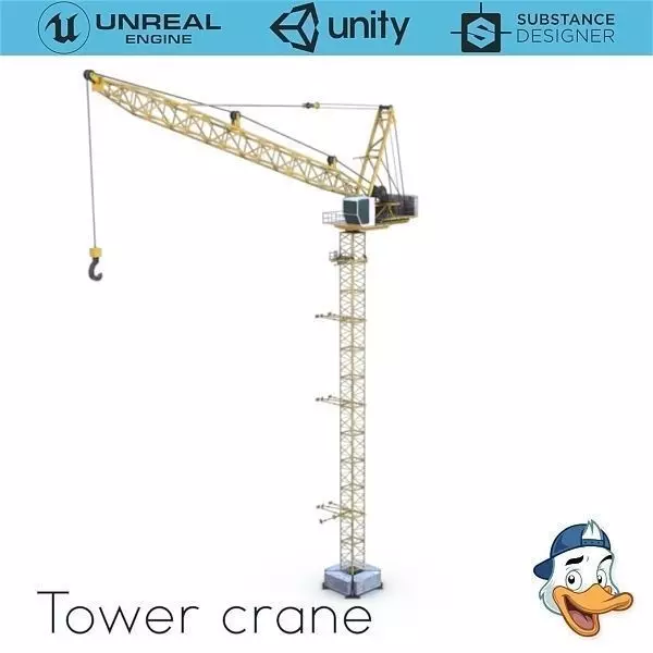 Tower crane Low-poly 3D model_0