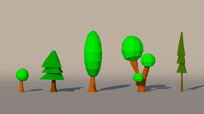 Low Poly Tree Collection group of trees Free low-poly 3D model