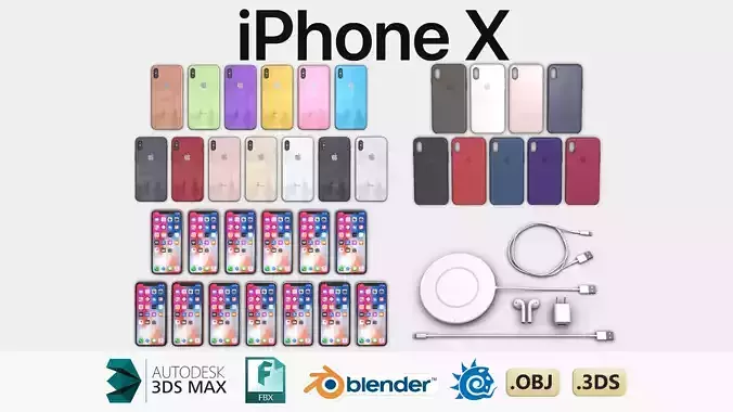 Apple iPhone X And Accessories 3D model