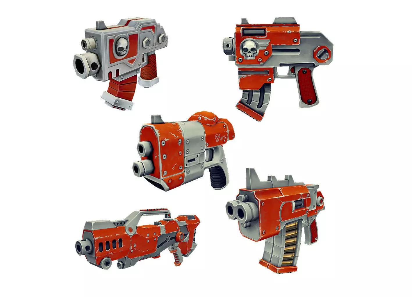 Gun Set 01  - Low Poly Hand Painted Low-poly 3D model_0