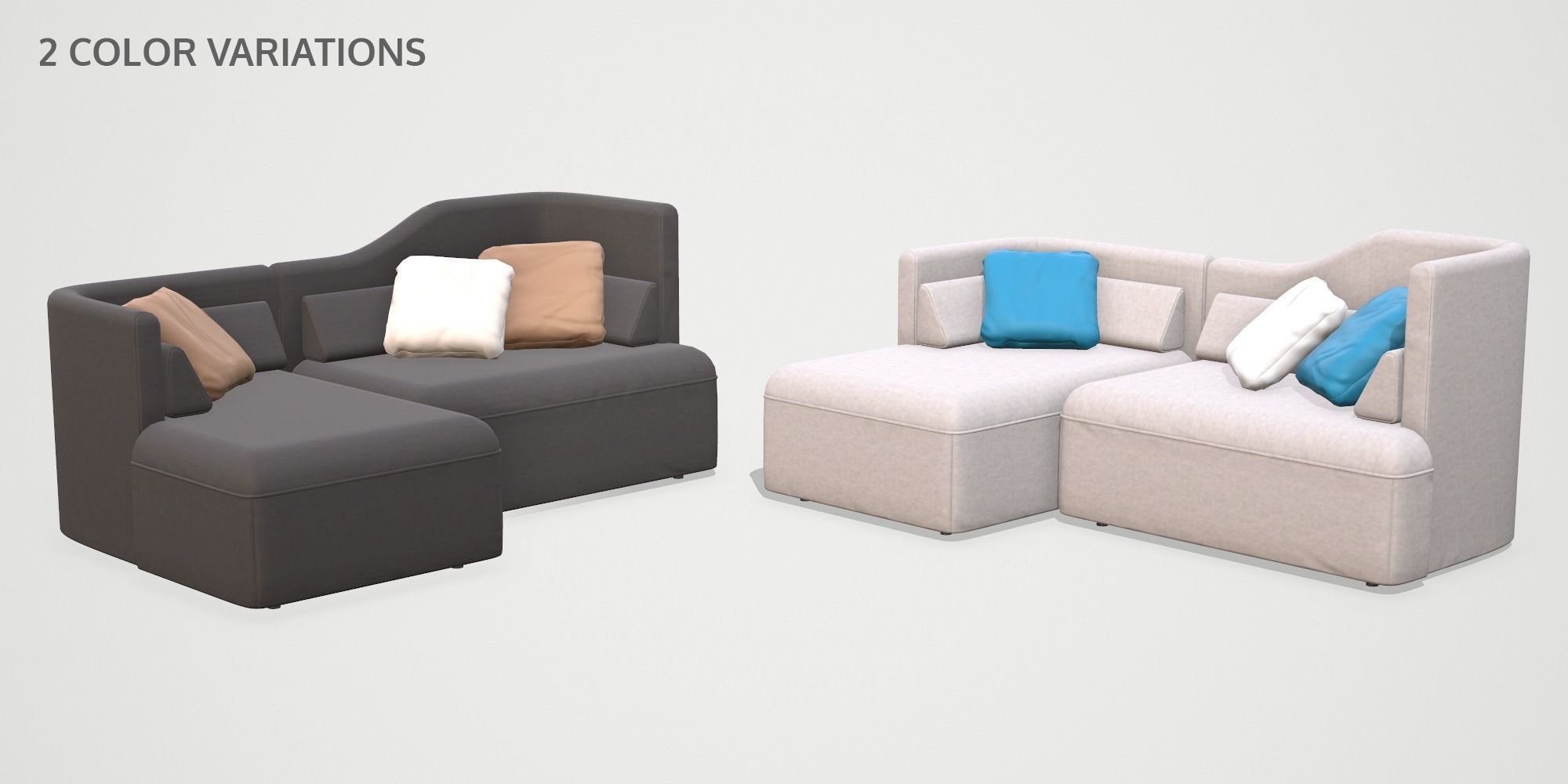 Low Poly Modular Sofa Low-poly 3D model_7