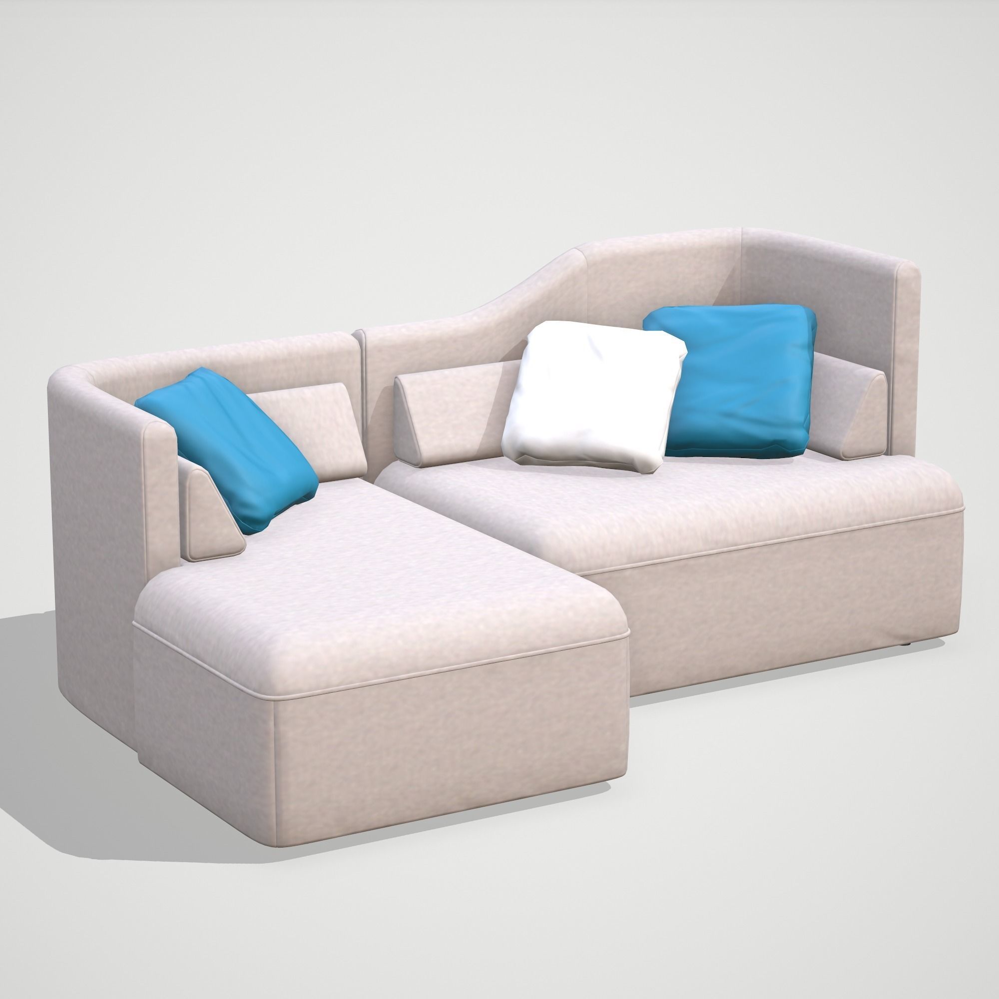 Low Poly Modular Sofa Low-poly 3D model_0