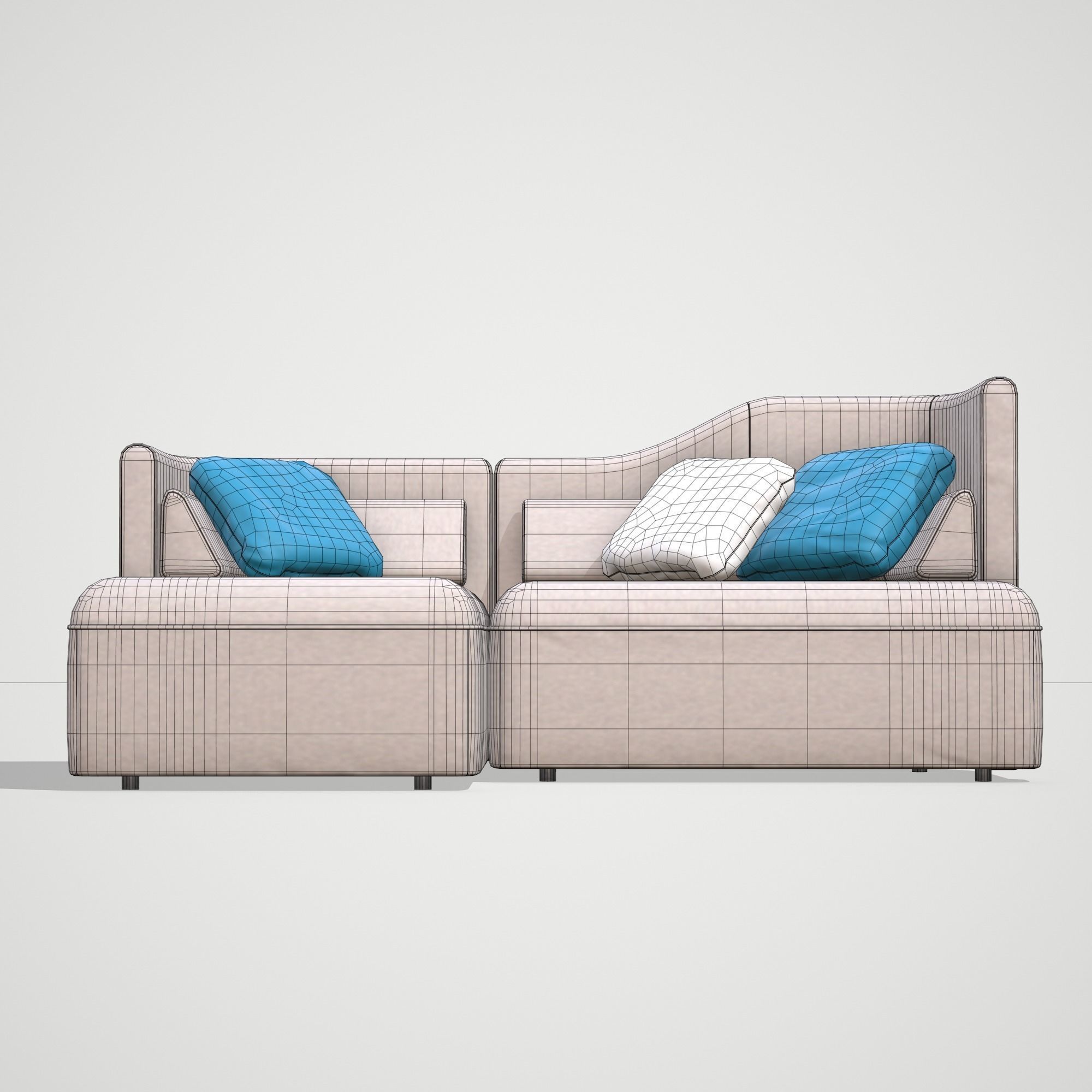 Low Poly Modular Sofa Low-poly 3D model_4