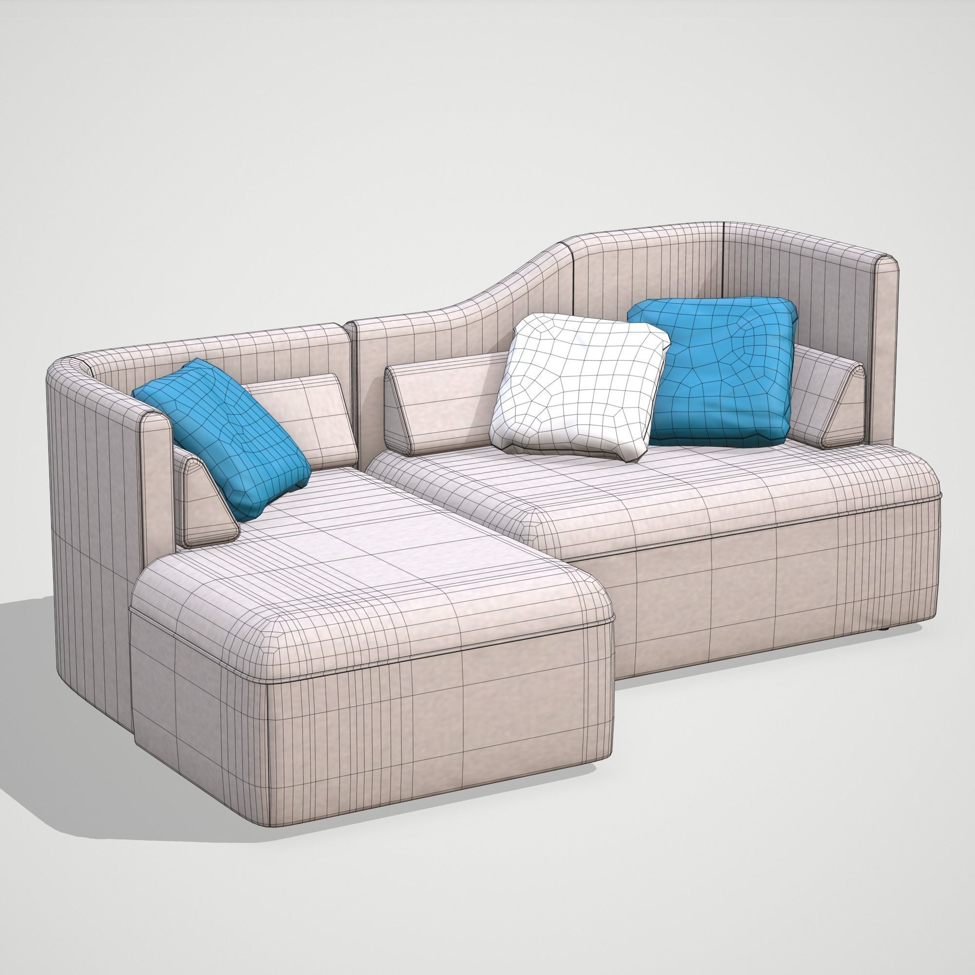 Low Poly Modular Sofa Low-poly 3D model_1