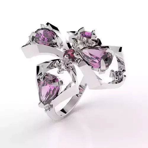 Modern butterfly jewelry ring