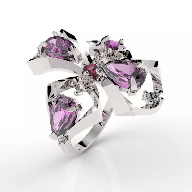 Modern butterfly jewelry ring 3D print model_0