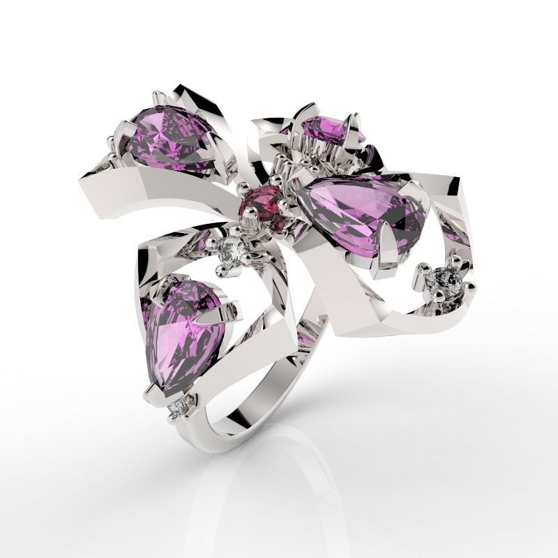 Modern butterfly jewelry ring 3D print model_25