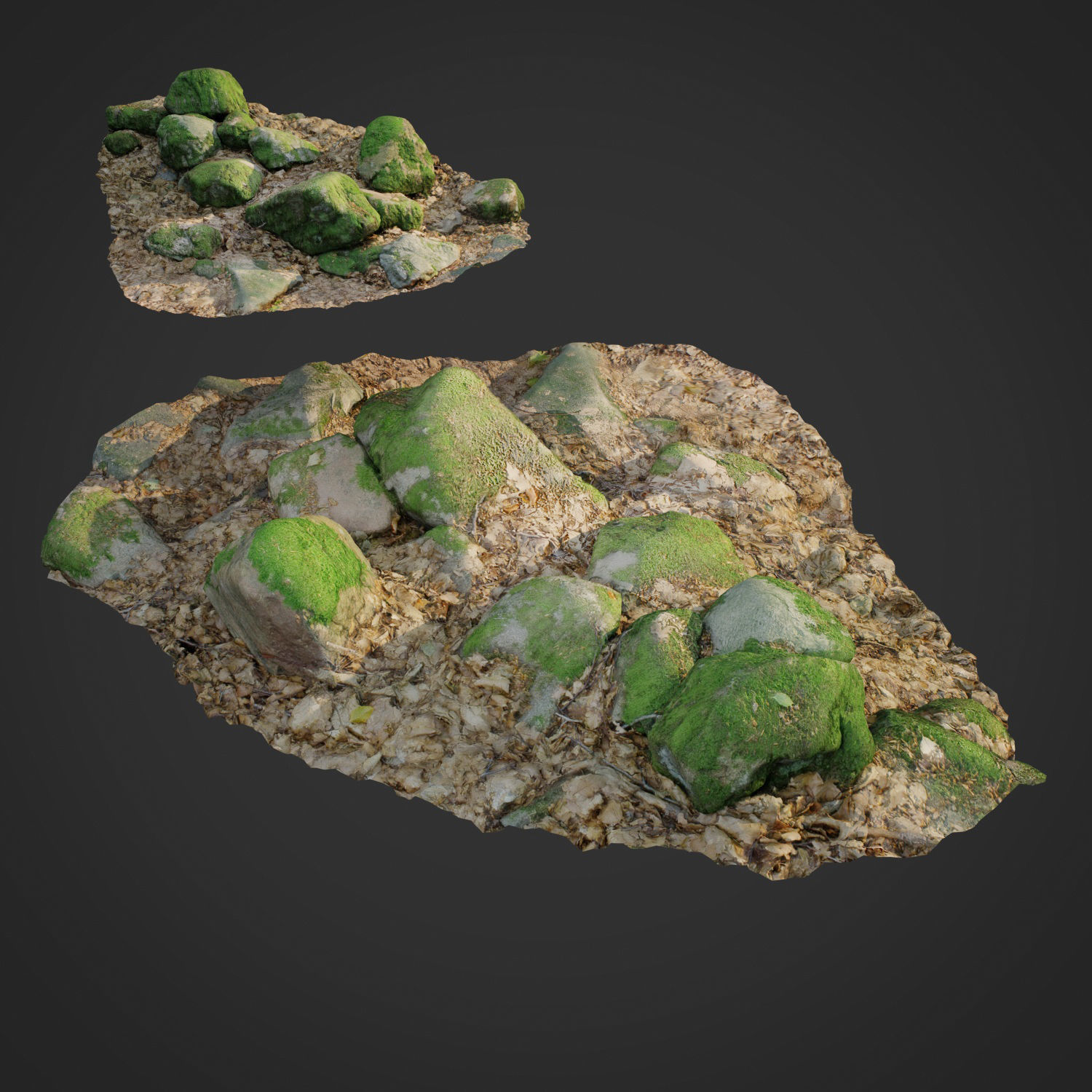 mossy stones bundle 001 Low-poly 3D model_4