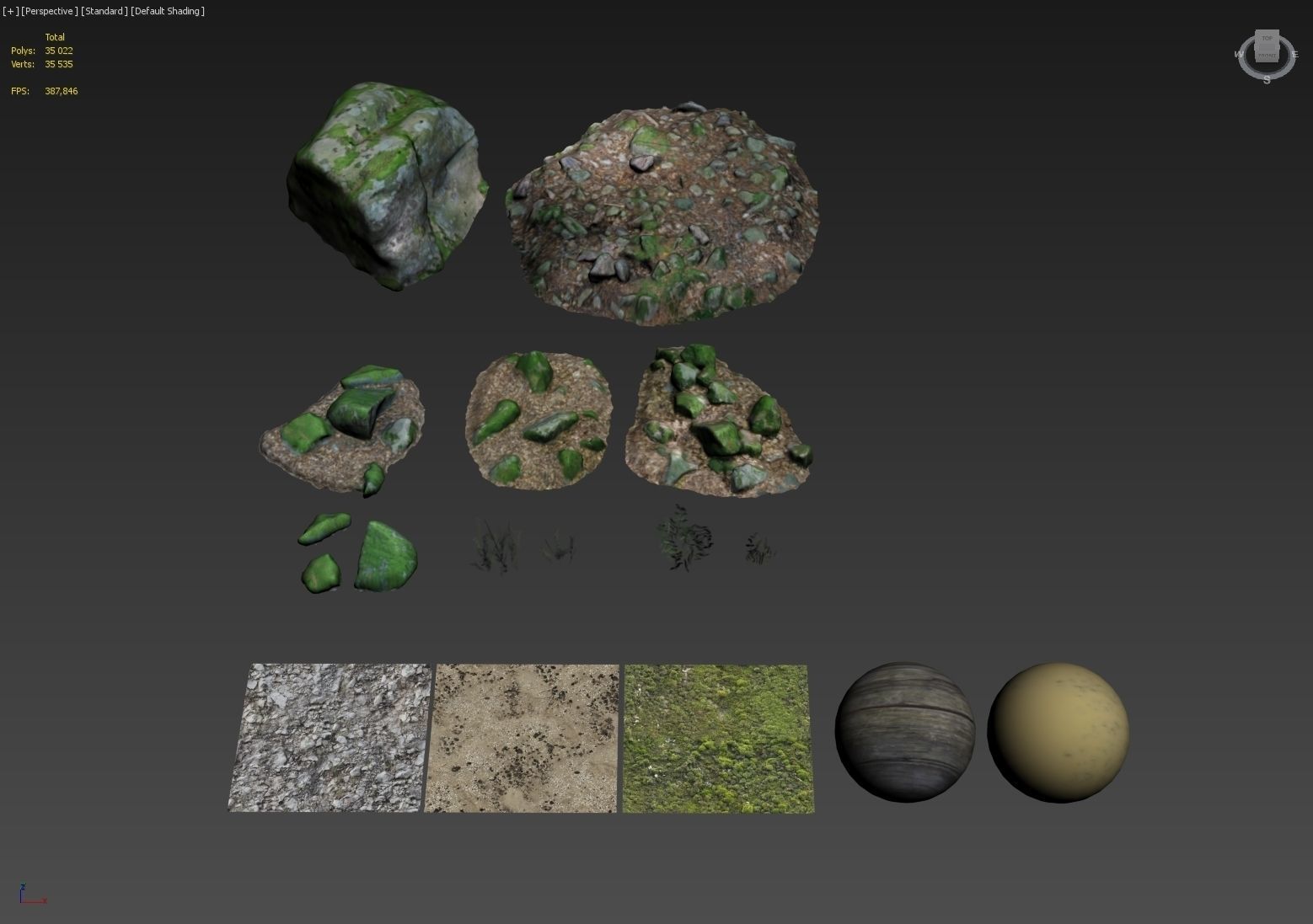 mossy stones bundle 001 Low-poly 3D model_1