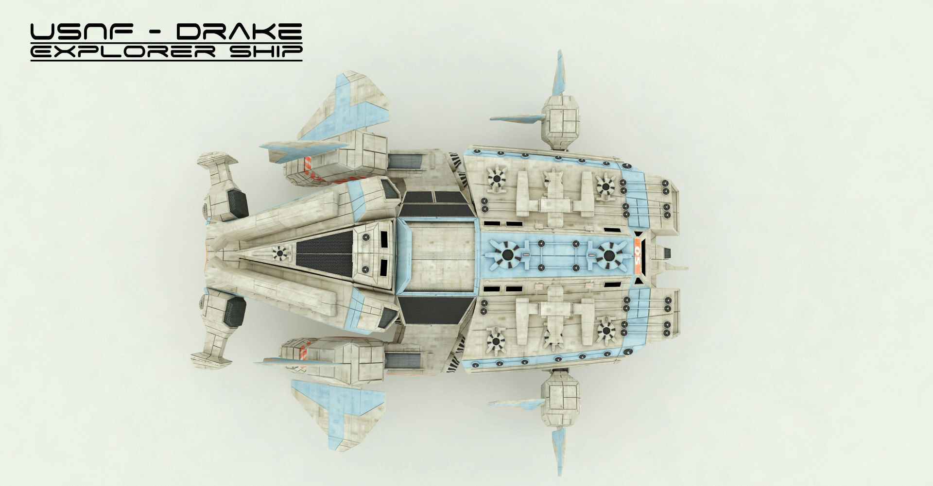 Explorer Class Space ship Low-poly 3D model_11