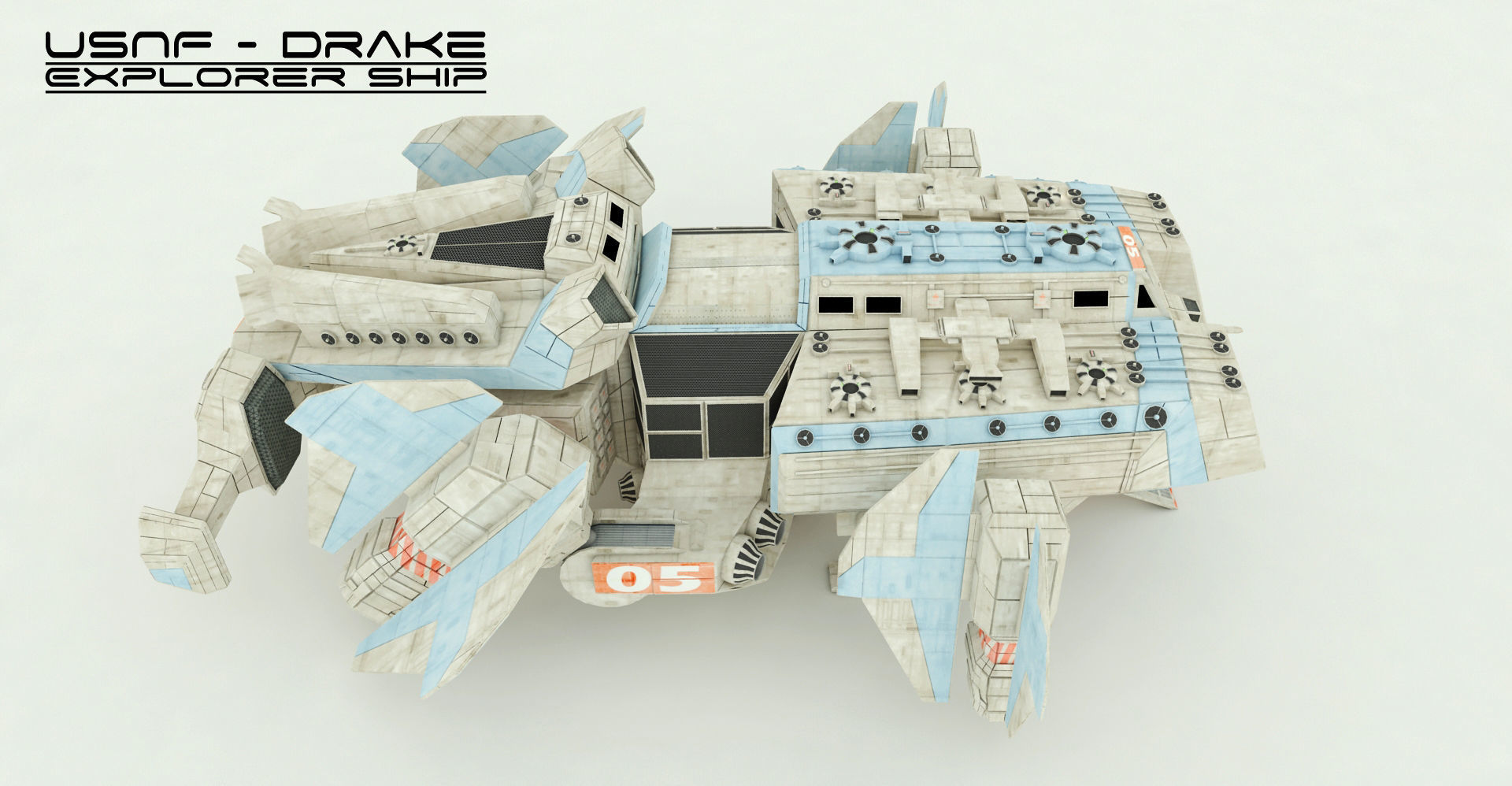 Explorer Class Space ship Low-poly 3D model_15