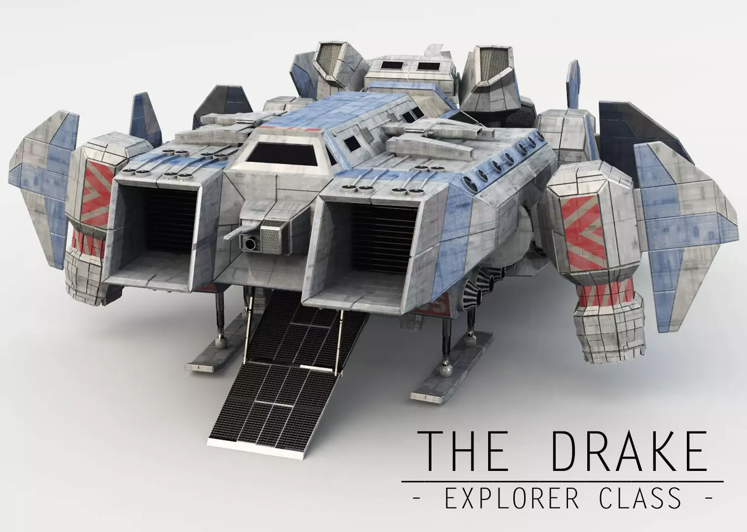 Explorer Class Space ship Low-poly 3D model_0
