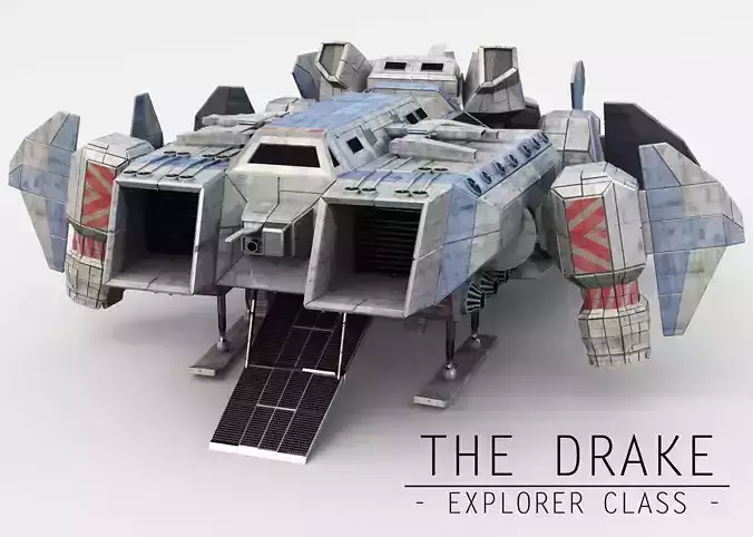 Explorer Class Space ship Low-poly 3D model