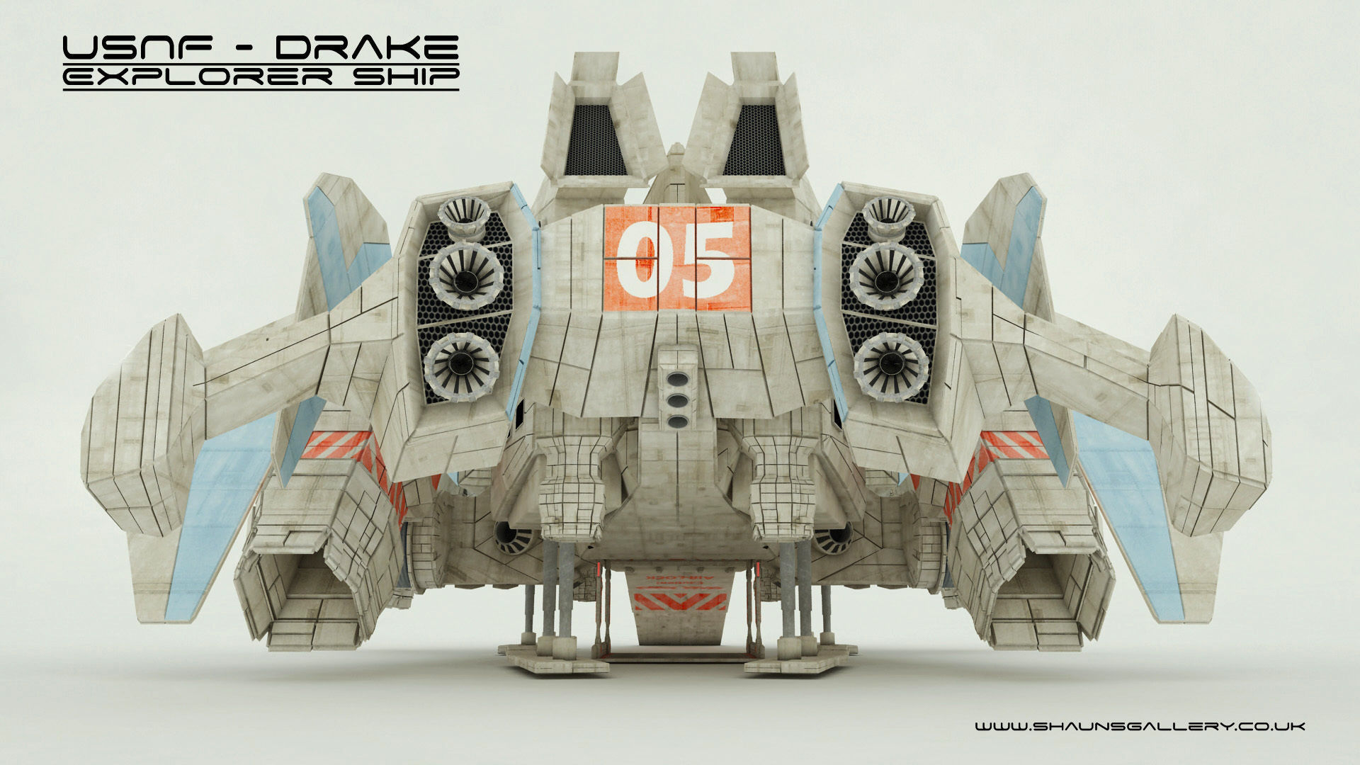 Explorer Class Space ship Low-poly 3D model_7